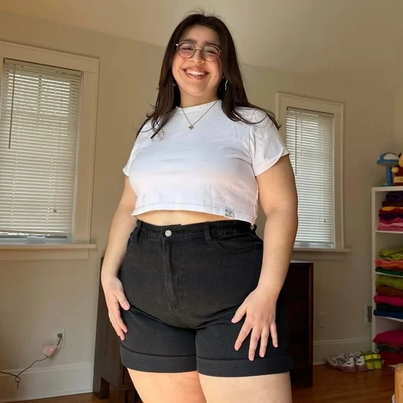 Shiny by Nature Shorts Black Denim Shorts 3xl Shiny By Nature